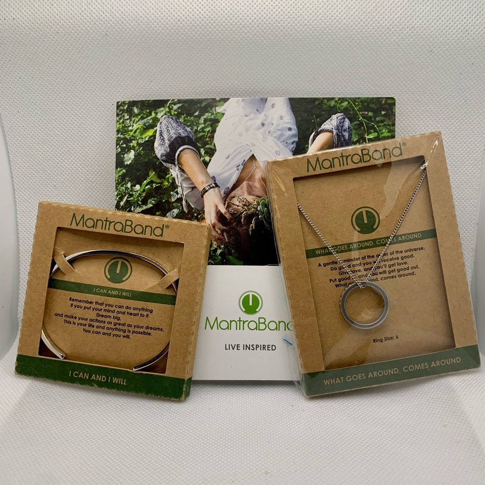 Bundle of Mantra Band Ring,Necklace & Bracelet